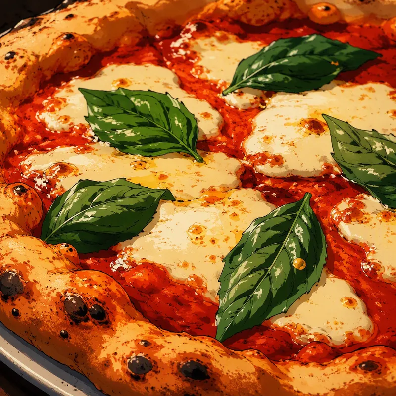 Tuore Margherita-pizza uunista otettuna Tuore Margherita-pizza uunista otettuna