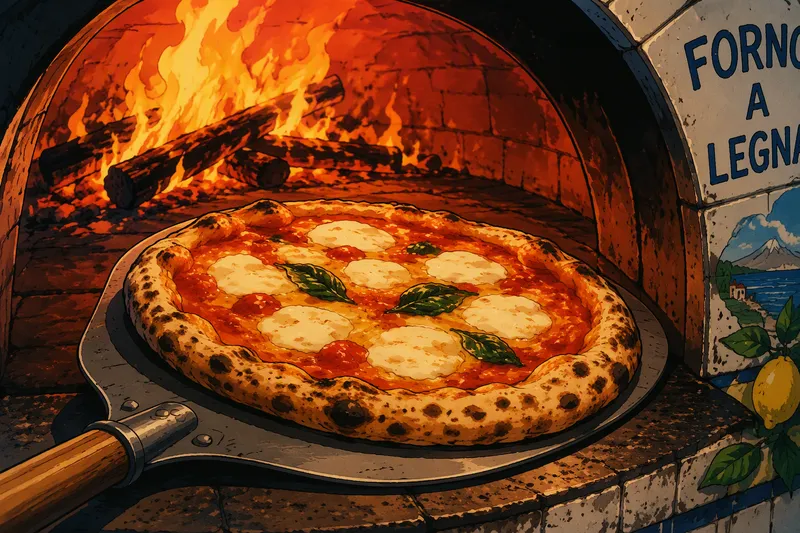 Napolilainen pizza paistumassa puu-uunissa Napolilainen pizza paistumassa puu-uunissa