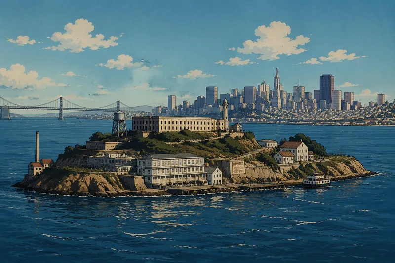 Alcatrazin saari ja San Franciscon horisontti