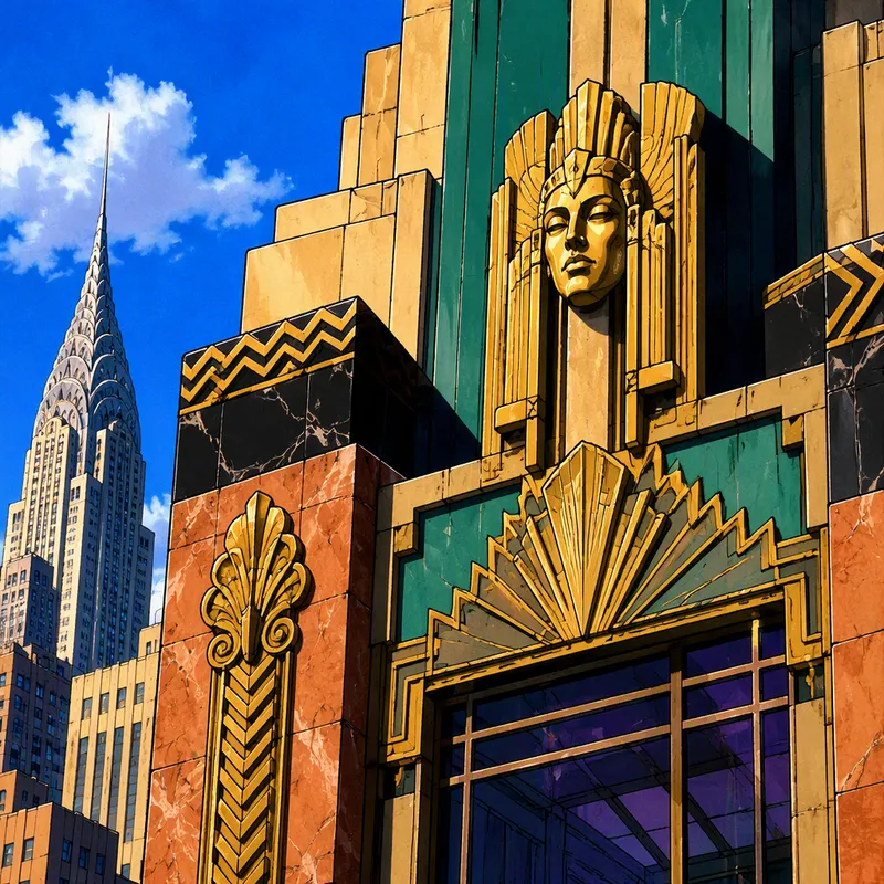 Yksityiskohta art deco -rakennuksen geometrisista muodoista ja koristeista Yksityiskohta art deco -rakennuksen geometrisista muodoista ja koristeista