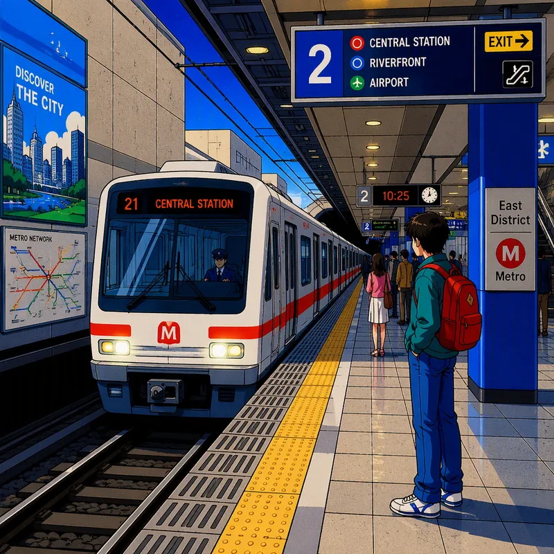 Metrojuna saapuu asemalle Ateenassa