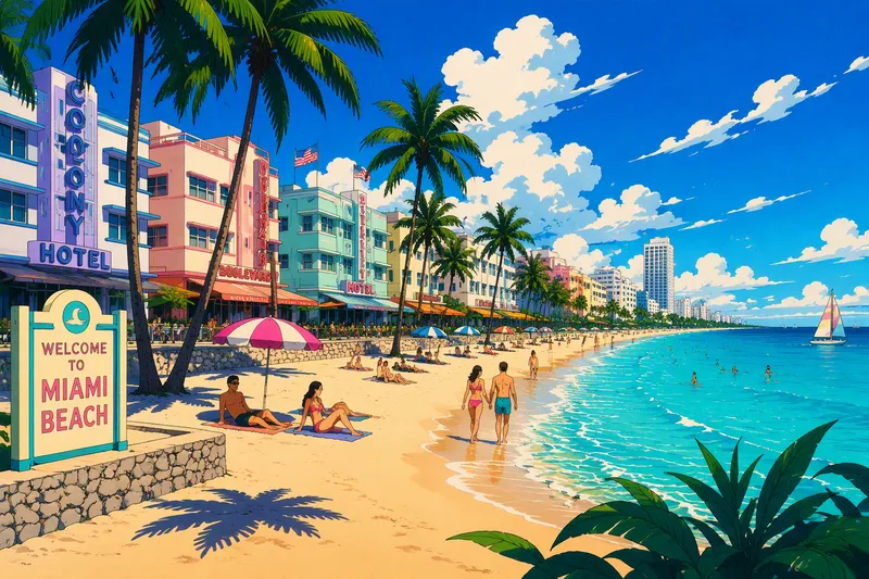 Miami Beachin ranta ja turkoosi meri Miami Beachin ranta ja turkoosi meri
