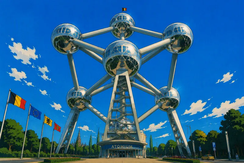 Atomium-rakennus kirkasta taivasta vasten