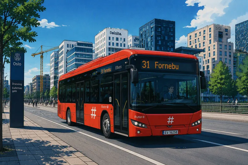 Moderni kaupunkibussi Oslon kadulla