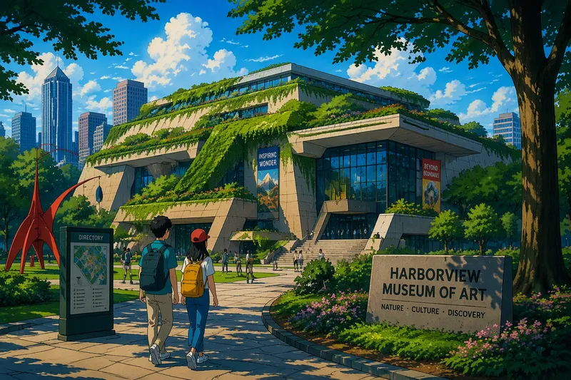 Moderni museoarkkitehtuuri ja viherkatto Golden Gate Parkissa