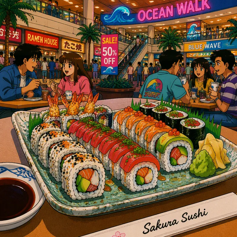 Herkullisia sushi-annoksia ravintolassa