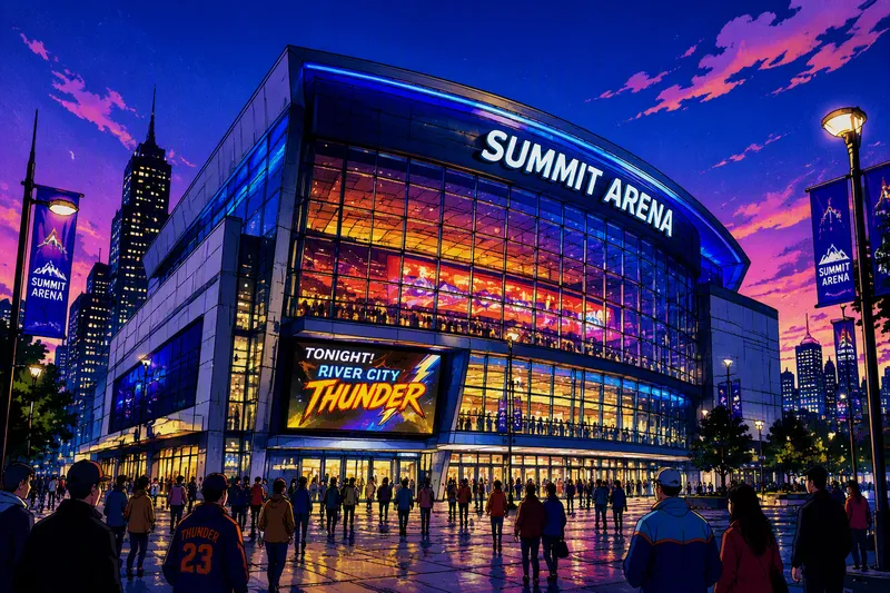 Chase Centerin moderni areena illan hämärässä
