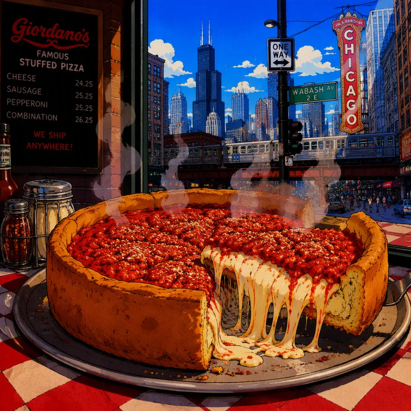 Paksu ja täyteläinen deep dish -pizza Paksu ja täyteläinen deep dish -pizza