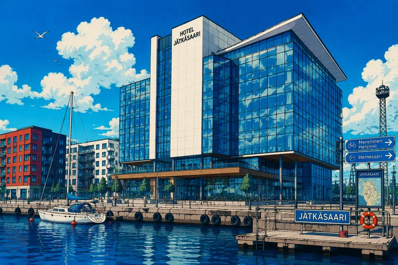 Clarion Hotel Helsingin moderni rakennus meren rannalla