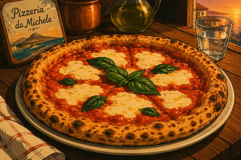 Perinteinen napolilainen pizza puupöydällä Perinteinen napolilainen pizza puupöydällä