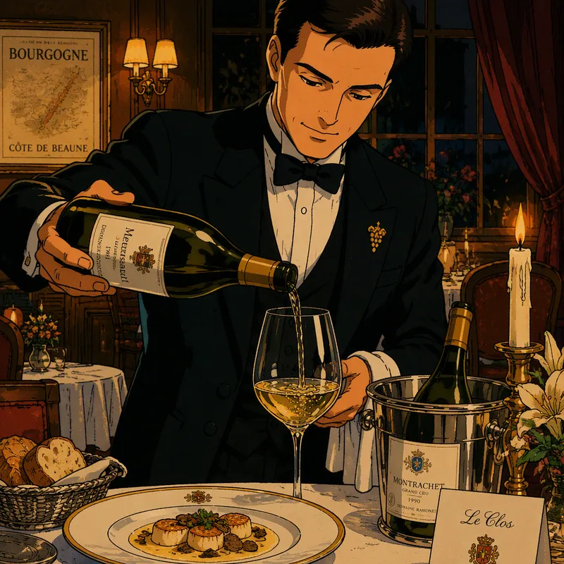 Sommelier kaatamassa laatuviiniä kristallilasiin Sommelier kaatamassa laatuviiniä kristallilasiin