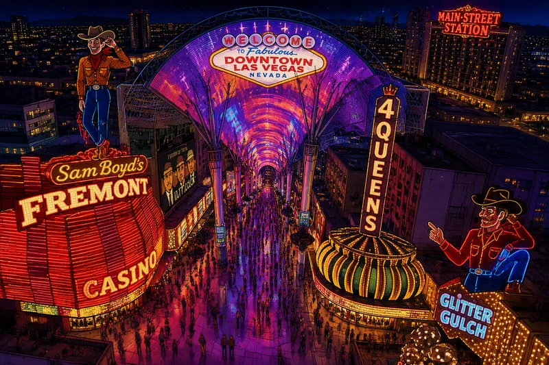 Las Vegasin Fremont Streetin valot yöllä