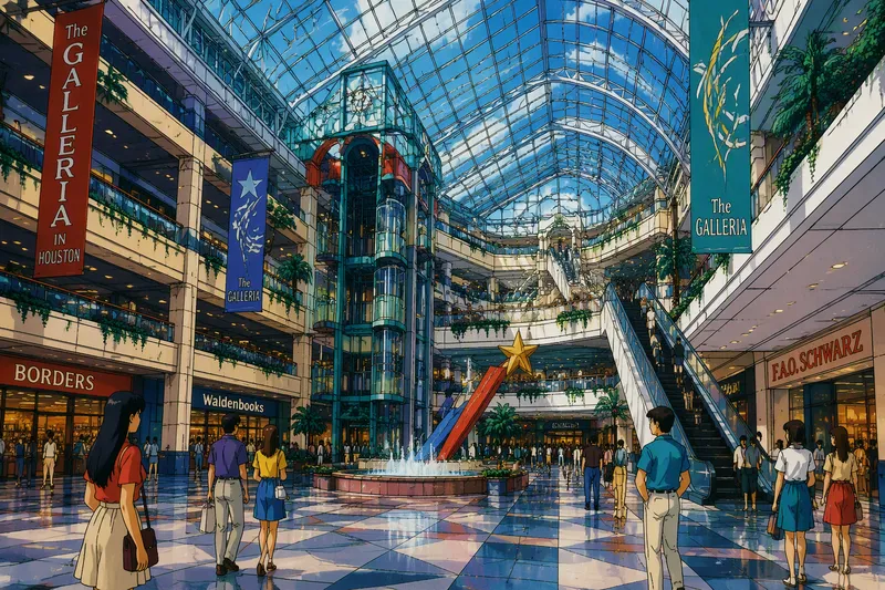 Moderni kauppakeskuksen atrium lasikatolla Moderni kauppakeskuksen atrium lasikatolla