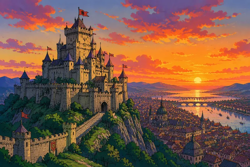 Edinburghin linna kohoaa kaupungin yllä auringonlaskussa Edinburghin linna kohoaa kaupungin yllä auringonlaskussa