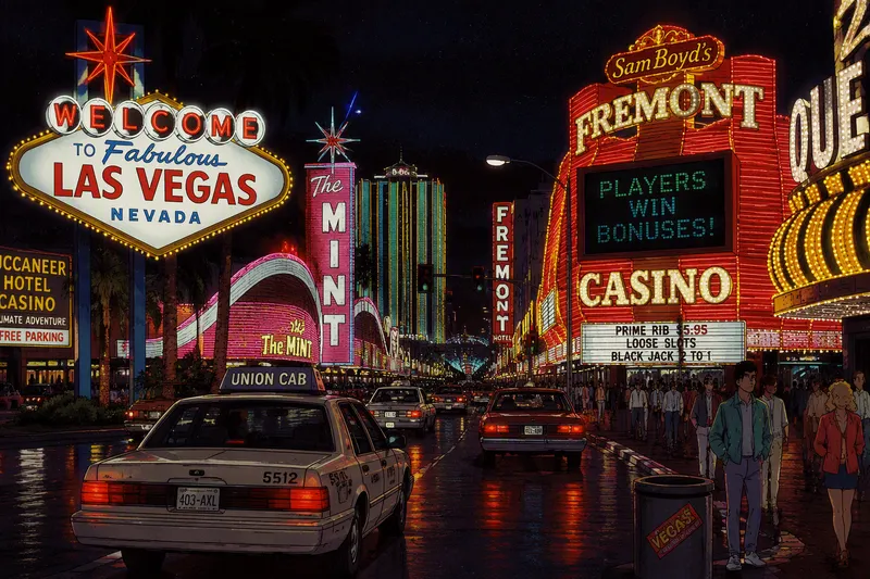 Las Vegasin keskustan vilkas Fremont Street yöllä