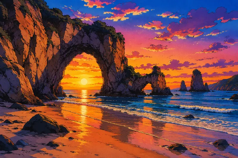 El Matador Beachin dramaattiset kalliomuodostelmat auringonlaskun aikaan El Matador Beachin dramaattiset kalliomuodostelmat auringonlaskun aikaan