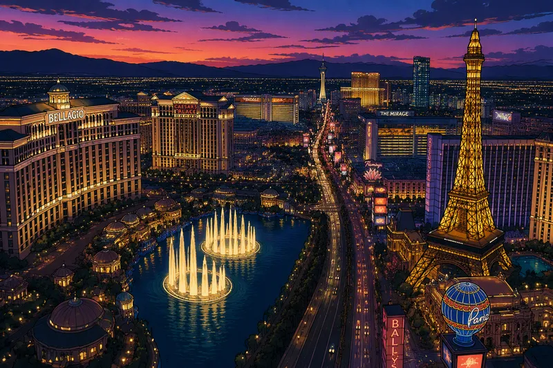 Las Vegasin siluetti iltavalaistuksessa