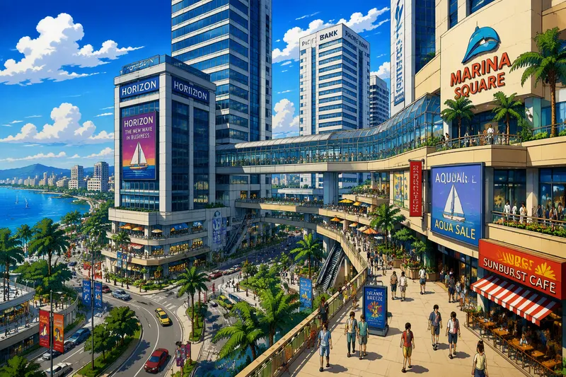 Embarcadero Centerin modernit tornit ja kävelysillat