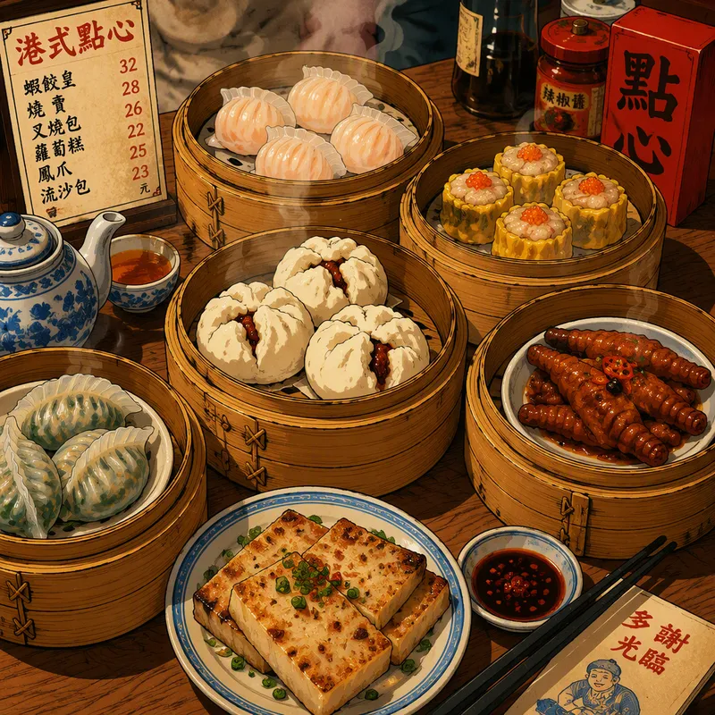 Höyryävät dim sum -annokset perinteisissä bambukoreissa Höyryävät dim sum -annokset perinteisissä bambukoreissa