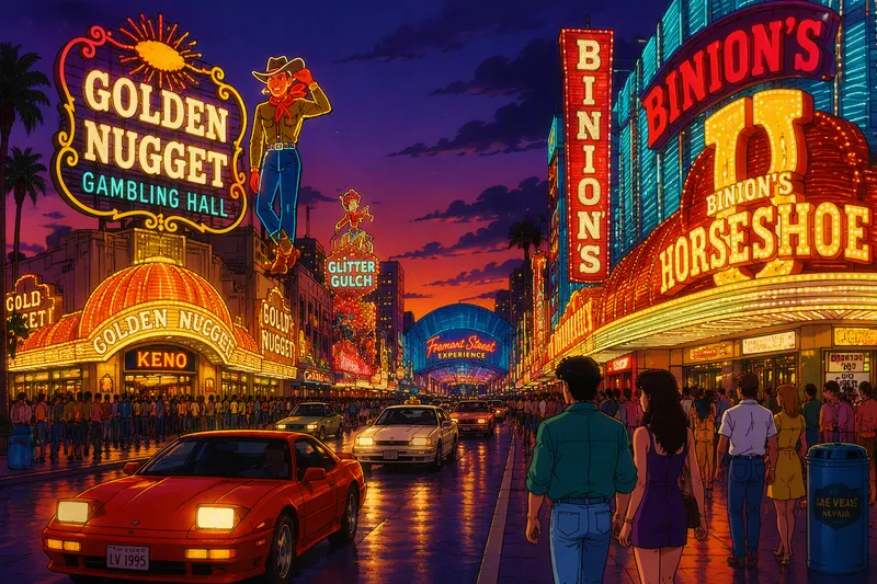 Historiallinen Fremont Street loistavine neonvaloineen