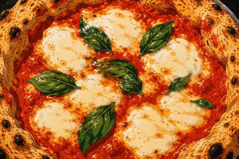 Perinteinen napolilainen pizza tuoreella basilikalla Perinteinen napolilainen pizza tuoreella basilikalla