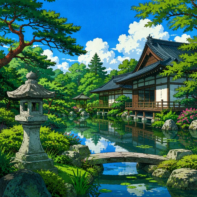 Japanilainen puutarha puiston alueella