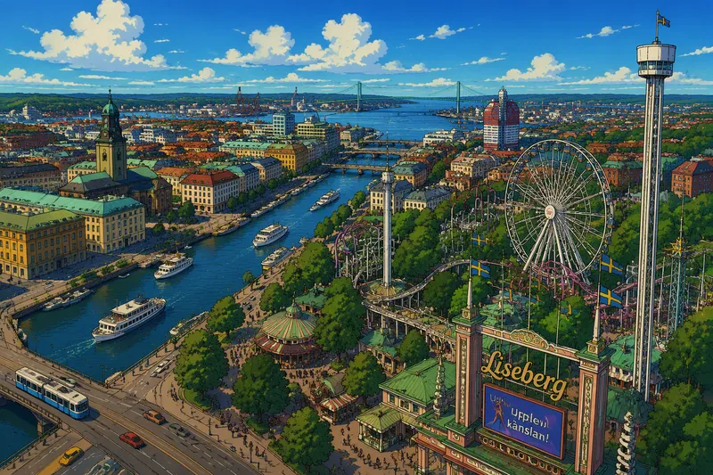 Göteborgin kaupunkimaisema kanavineen ja veneineen Göteborgin kaupunkimaisema kanavineen ja veneineen