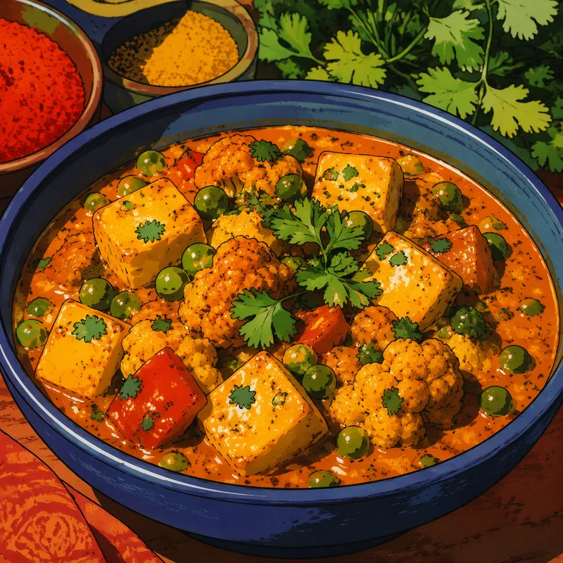 Herkullinen kasviscurry tuoreilla yrteillä