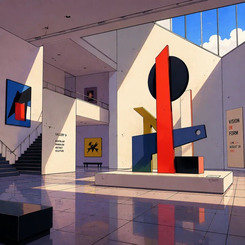 Moderni taideteos valoisassa galleriatilassa Moderni taideteos valoisassa galleriatilassa