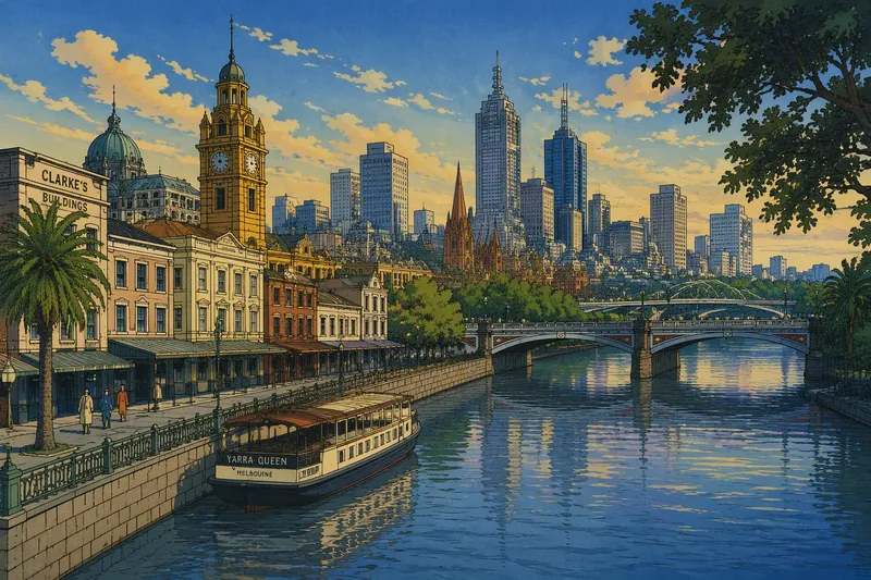 Melbournen kaupunkimaisema ja Yarra-joki Melbournen kaupunkimaisema ja Yarra-joki