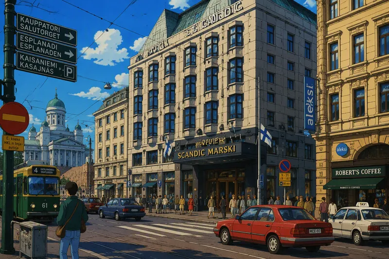 Hotellin moderni julkisivu Helsingin keskustassa Hotellin moderni julkisivu Helsingin keskustassa
