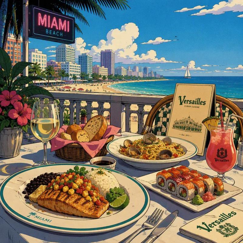 Ravintolan pöytä ja herkullisia ruoka-annoksia