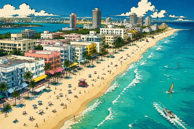 Miamin South Beachin rannikko ja turkoosi meri Miamin South Beachin rannikko ja turkoosi meri