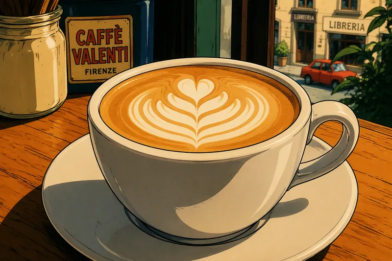 Flat white -kahvi puisella pöydällä Flat white -kahvi puisella pöydällä