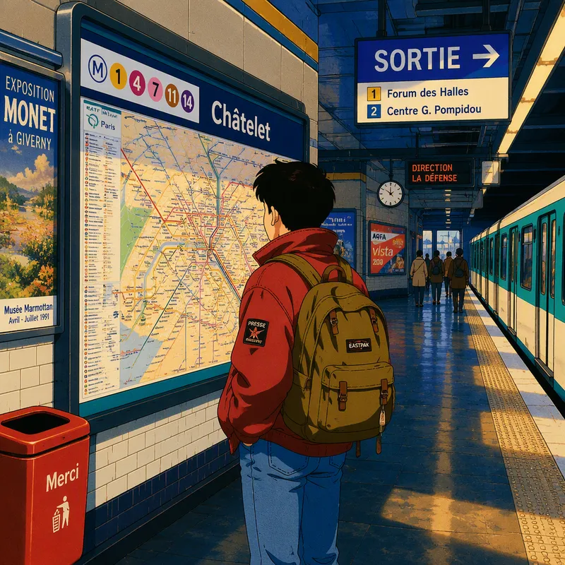 Matkailija tutkimassa julkisen liikenteen reittikarttaa metrossa Matkailija tutkimassa julkisen liikenteen reittikarttaa metrossa
