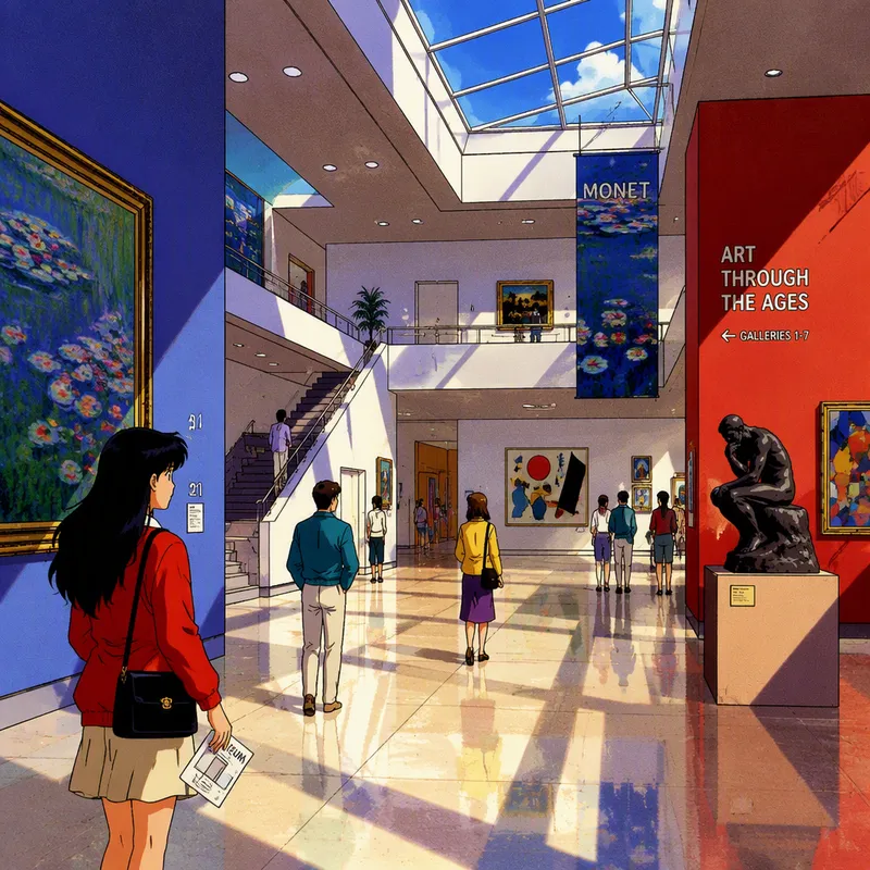 Taidenäyttely museon tilavassa galleriassa Taidenäyttely museon tilavassa galleriassa
