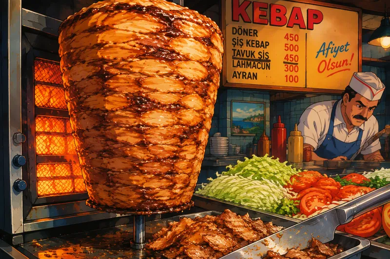 Kebabin valmistuspaistopiste ravintolan keittiössä