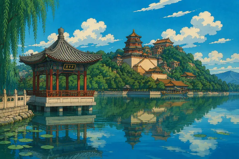 Kiinalainen paviljonki Kunming-järven rannalla Kiinalainen paviljonki Kunming-järven rannalla