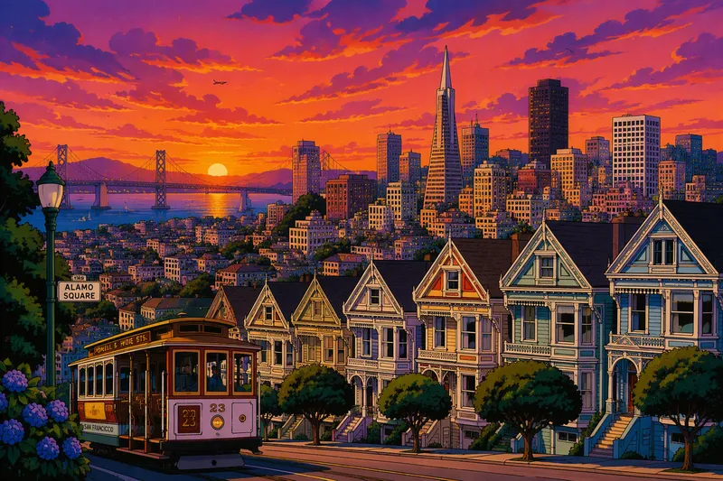 San Franciscon kaupunkinäkymä ja ikoninen silta San Franciscon kaupunkinäkymä ja ikoninen silta