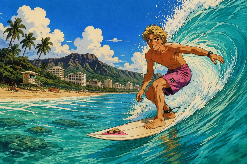 Surffaaja aalloilla kirkkaassa merivedessä Surffaaja aalloilla kirkkaassa merivedessä