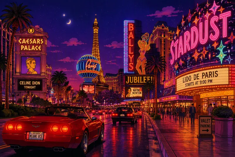 Las Vegasin värikkäät neonvalot ja arkkitehtuuri yöllä Las Vegasin värikkäät neonvalot ja arkkitehtuuri yöllä