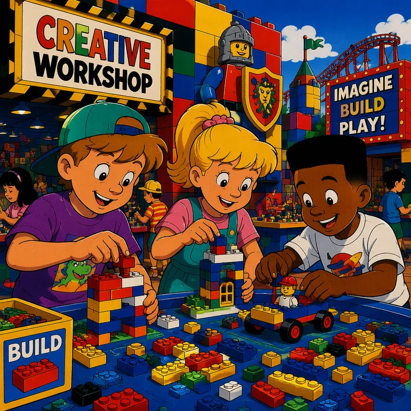 Lapsia rakentamassa Lego-palikoilla luovassa työpajassa