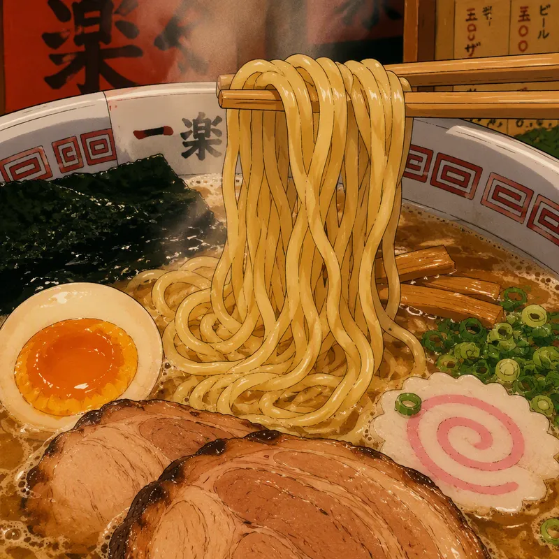 Ramen-nuudeleita syömäpuikoilla