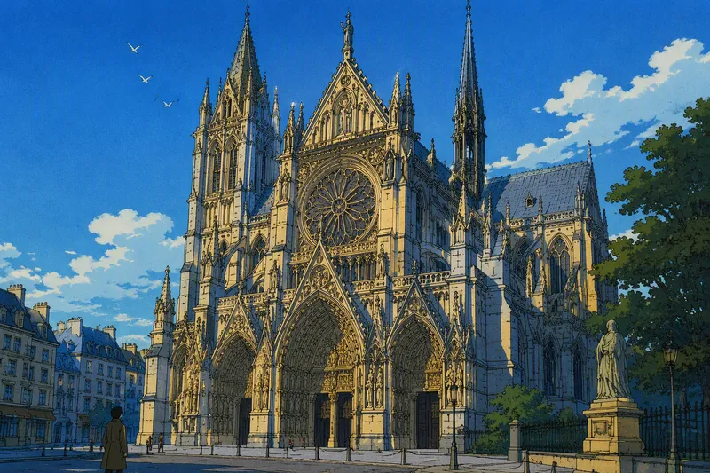 Notre-Dame Basilikan upea goottilainen julkisivu Notre-Dame Basilikan upea goottilainen julkisivu