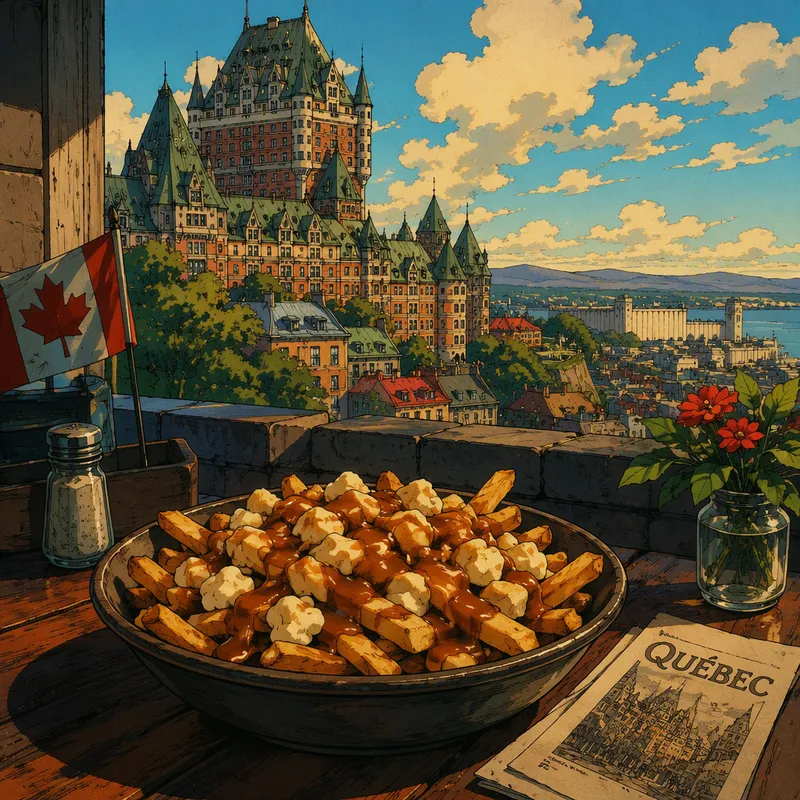 Perinteinen kanadalainen poutine-annos Perinteinen kanadalainen poutine-annos