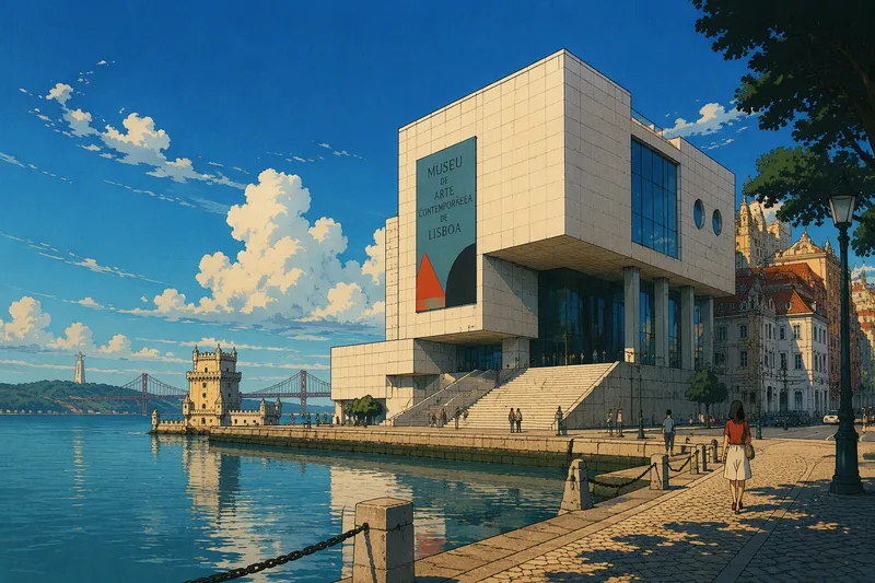 Museu do Orienten moderni rakennus Tejo-joen rannalla Museu do Orienten moderni rakennus Tejo-joen rannalla