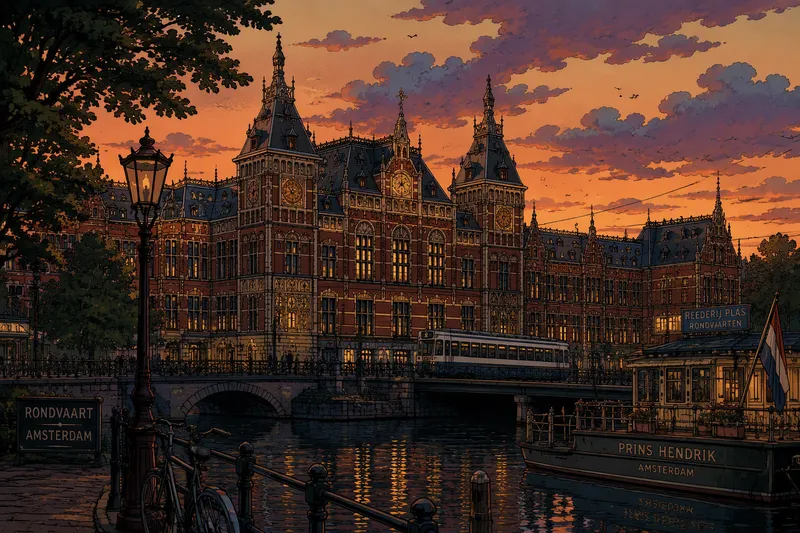 Historiallinen museorakennus Amsterdamin kanavan varrella