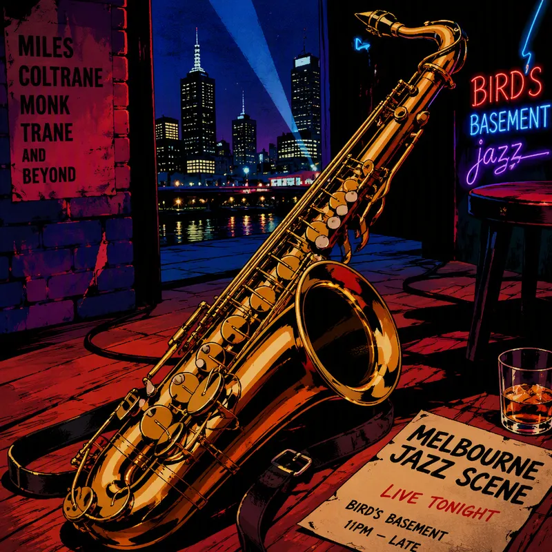 Saksofoni lepäämässä jazz-klubin lavalla Saksofoni lepäämässä jazz-klubin lavalla