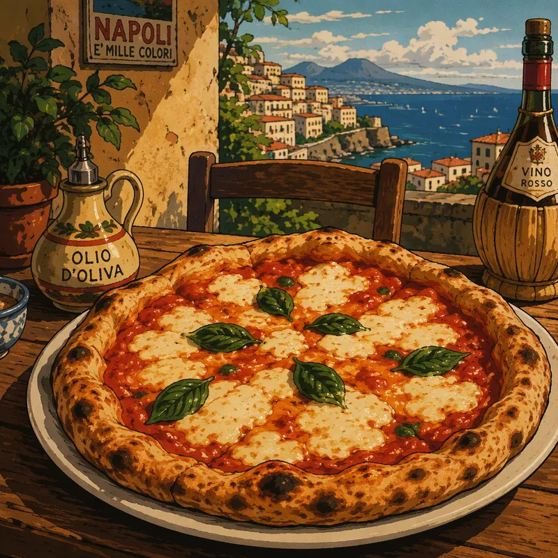 Aito napolilainen pizza puupöydällä tarjoiltuna Aito napolilainen pizza puupöydällä tarjoiltuna