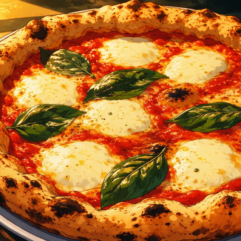 Margherita-pizza lautasella lähikuvassa Margherita-pizza lautasella lähikuvassa